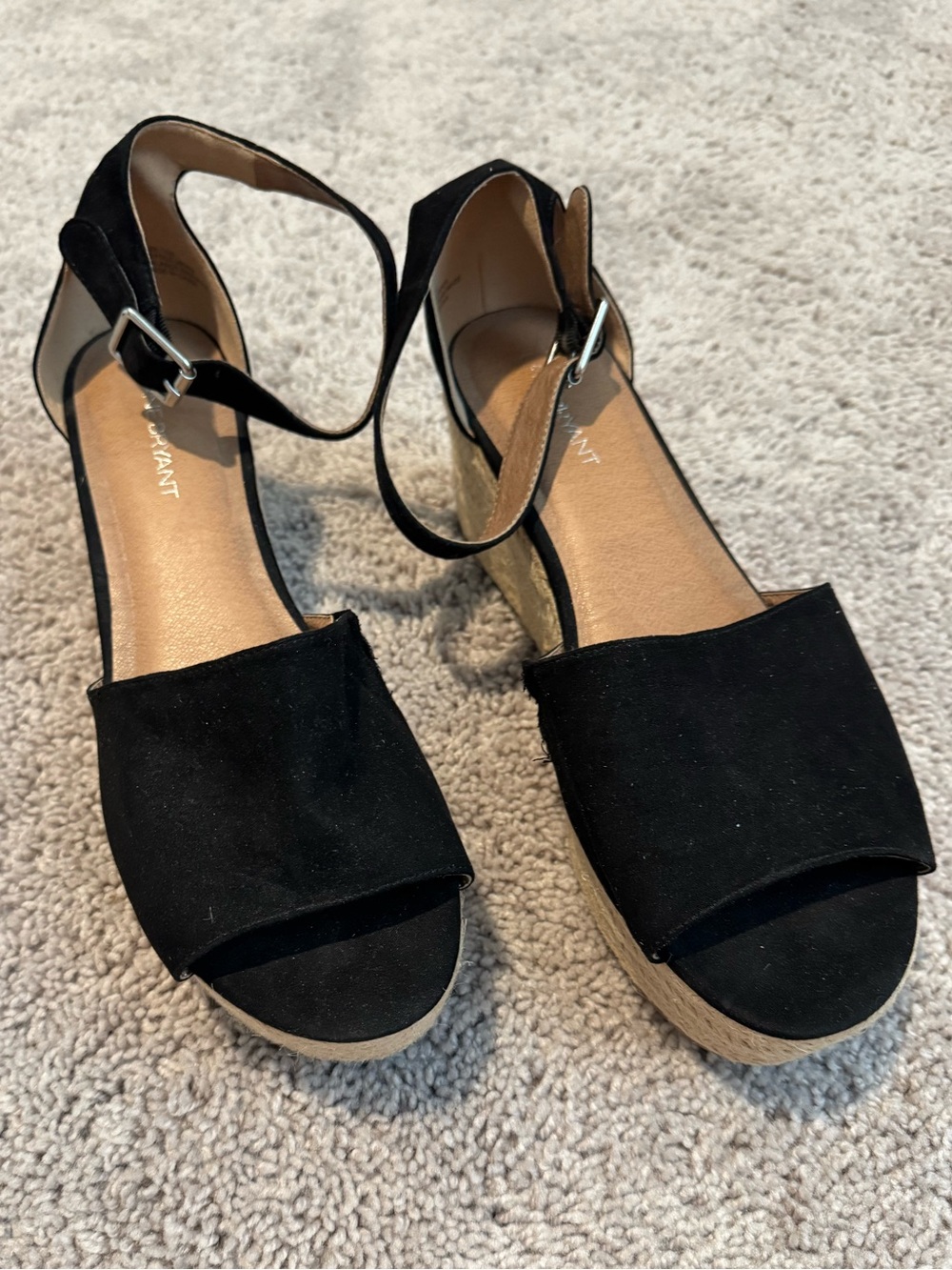 Lane Bryant Black Wedge Espadrille Sandals Size 11